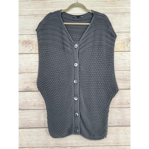 prAna Estee Chunky Knit Cardigan Sweater Vest Women's Size Large Gray - Picture 1 of 8